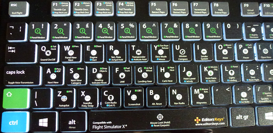 flight simulator x keyboard template